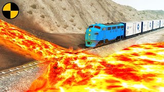 Trains vs Lava Crosses Railroad 😱 BeamNG.Drive screenshot 3